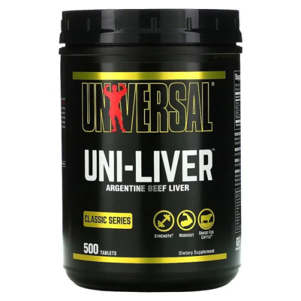 Сушена яловича печінка, (Uni-Liver Desiccated Liver), Universal Nutrition, 500 таблеток