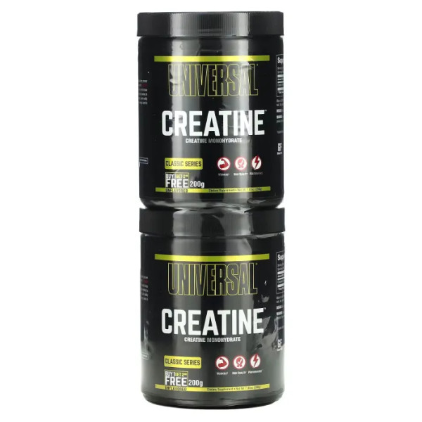 Креатин моногідрат, Creatine Monohydrate, Universal Nutrition, без смаку, 2 банки по 200 г