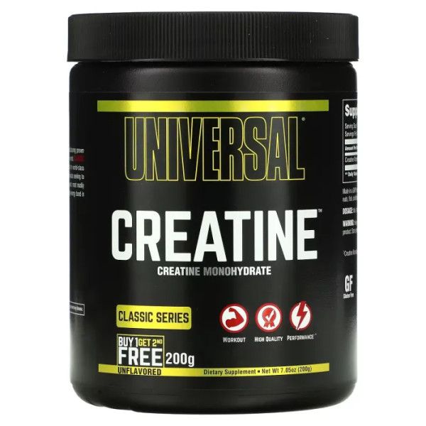 Креатин моногідрат, Creatine Monohydrate, Universal Nutrition, без смаку, 2 банки по 200 г