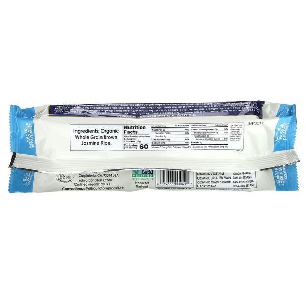 Пластівці із коричневого рису, без солі, Brown Rice Snaps, Edward & Sons, органічні, 100 г