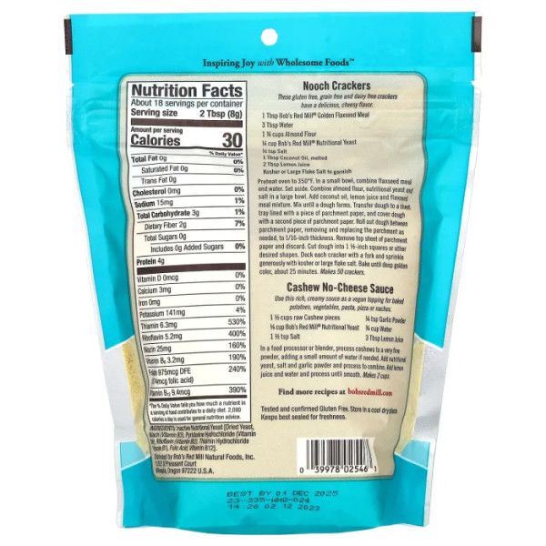 Харчові дріжджі, Large Flake Nutritional Yeast, Bob's Red Mill, великі пластівці, без глютену, 142 г