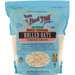 Овсяные хлопья быстрого приготовления, Bobs Red Mill Quick Cooking Rolled Oats, цельнозерновые, органические, 907 г