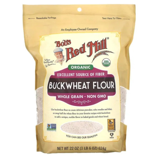 Гречане борошно, Buckwheat Flour, Bob's Red Mill, цільнозернове, органік, 624 г