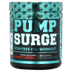 Предтренировочный комплекс без стимуляторов, Stim Free Pre-Workout Pump Surge Jacked Factory, вкус вишневый лаймад, 250 г