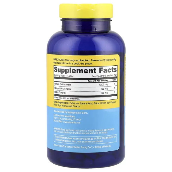 Біофлавоноїди лимона, Lemon Bioflavonoids, Nature's Life, 1000 мг, 250 таблеток