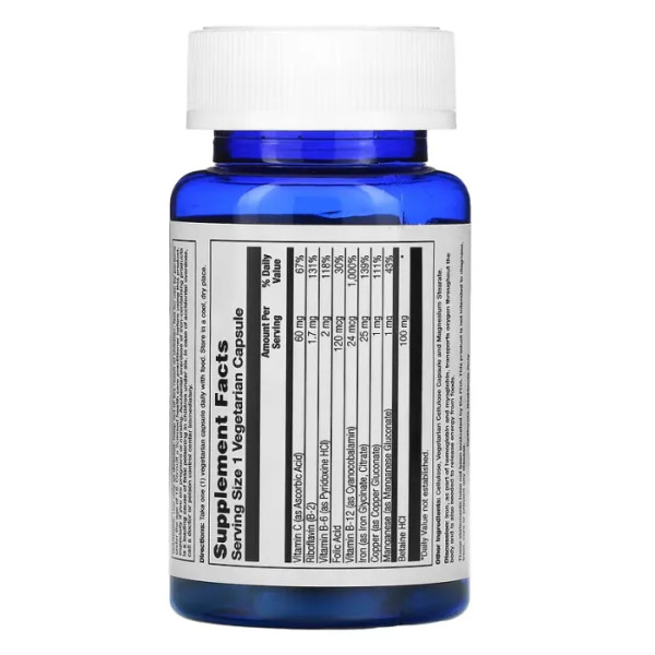 Вітамінно-мінеральний комплекс з залізом, Iron Complex, Nature's Life, 25 мг, 50 вегетарианських капсул