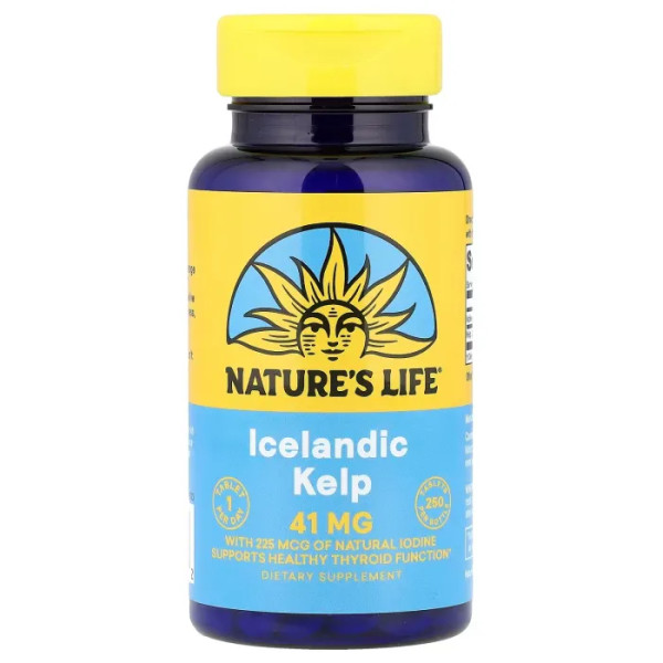 Ламінарія ісландська, Icelandic Kelp, Nature's Life, 41 мг, 250 таблеток