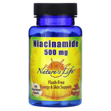 Витамин В3, Nature's Life Niacinamide, 500 мг, 100 вегетарианских таблеток