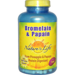 Бромелаин и Папаин, Nature's Life Bromelain & Papain, 250 капсул