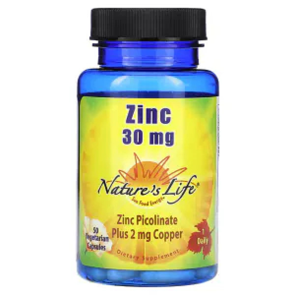 Цинк, Zinc, Nature's Life, 30 мг, 50 вегетаріанських капсул