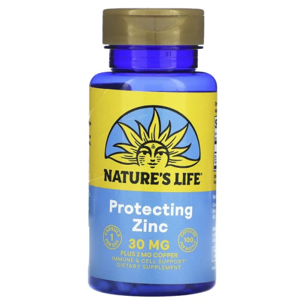 Цинк, Zinc, Nature's Life, 30 мг, 100 капсул