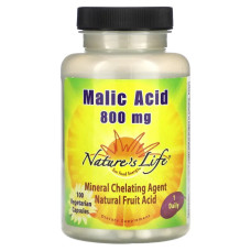 Яблучна кислота 800 мг, Malic Acid Nature's Life, 100 вегетаріанських капсул