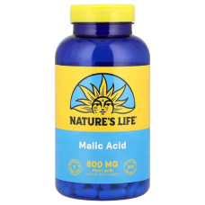 Яблучна кислота 800 мг, Malic Acid Nature's Life, 250 вегетаріанських капсул