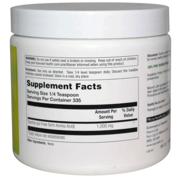Таурин, Taurine, Nature's Life, 335 г