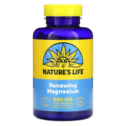 Магний 500 мг, Nature's Life Renewing Magnesium, 180 растительных капсул