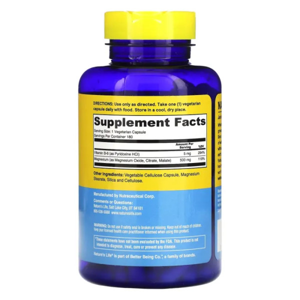 Магній, Renewing Magnesium, Nature's Life, оновлюючий, 500 мг, 180 рослинних капсул