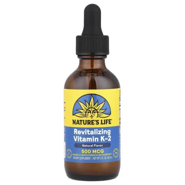 Вітамін К-2 відновлюючий, Revitalizing Vitamin K-2, Nature's Life, натуральний, 500 мкг, 59 мл