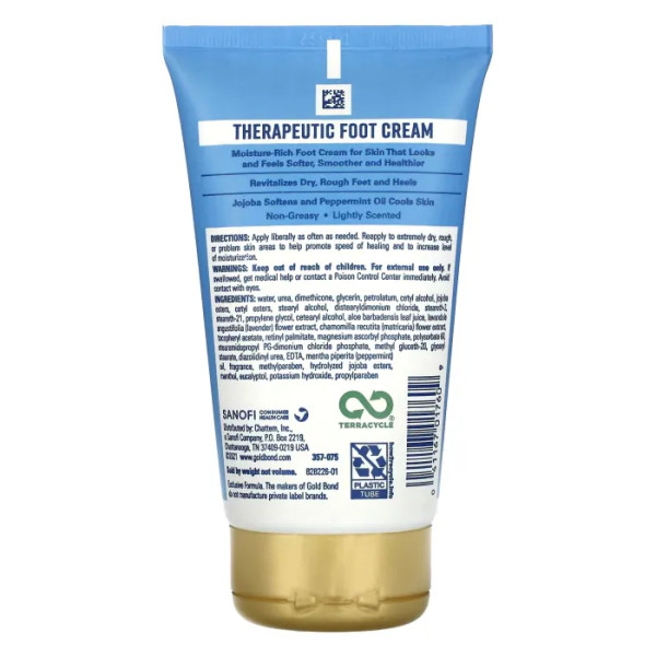 Крем для ніг, Therapeutic Foot Cream, Gold Bond, лікувальний, олія жожоба та перцева м’ята, 113 г