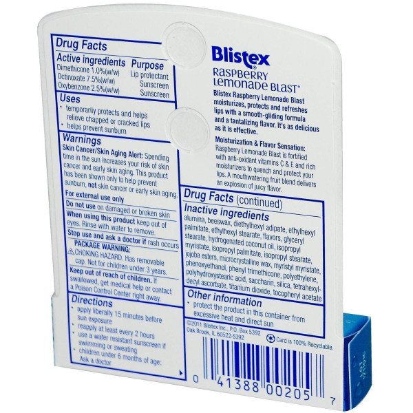 Бальзами для губ (сонцезахисний крем), малина, Lip Protectant \/ Sunscreen, Blistex, 4.25