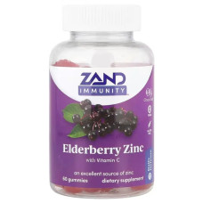 Чорна бузина з цинком та вітаміном C, Zand Elderberry Zinc with Vitamin C, 60 жувальних цукерок