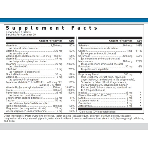 Вітаміни та мінерали ультра, Ultra Preventive 2 Daily, Douglas Laboratories, рослинна антиоксидантна підтримка, 2 на день, 60 таблеток