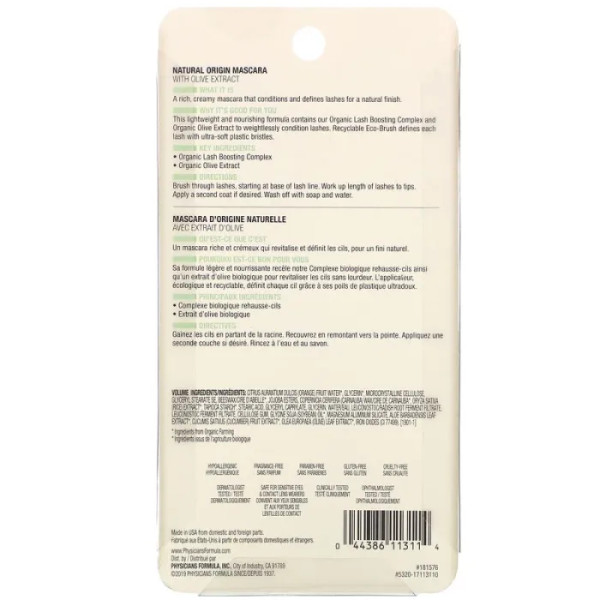 Туш для вій Organic Wear, Mascara, Physicians Formula, натуральна, чорна, 7.5 г