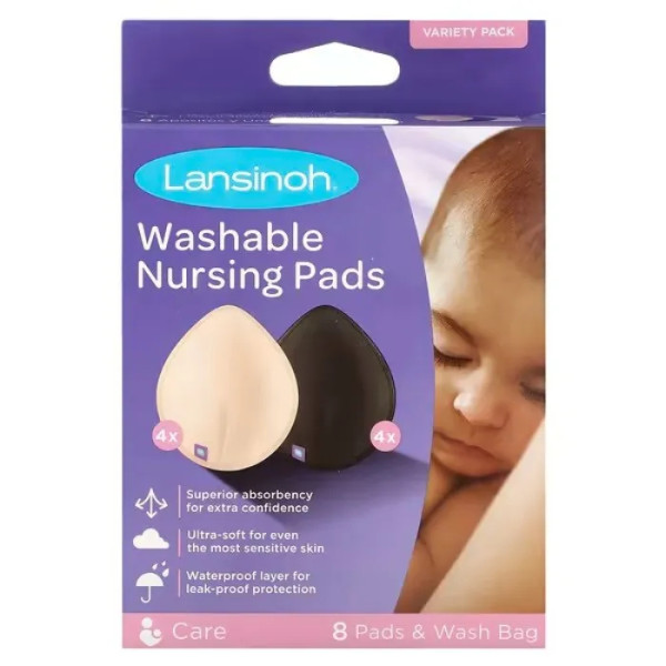 Прокладки для годування, Washable Nursing Pads, Lansinoh, 8 прокладок та сумка для прання