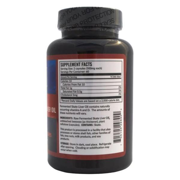 Олія печінки скату (Skate Liver Oil) + Олія печінки тріски (Cod Liver Oil), Green Pasture, ферментована, з вітамінами A і D, EPA, DHA, омега-жирними кислотамикомплект, 2 пляшки по 120 нежелатинових капсул