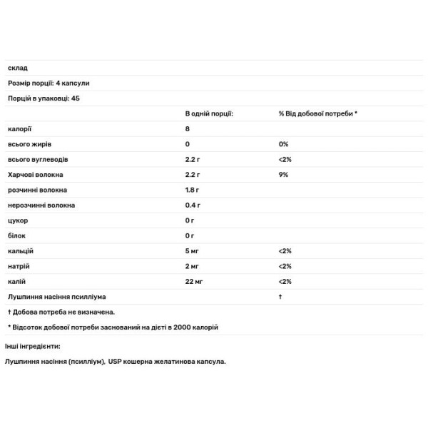 Товста кишка, подорожник, Psyllium Husks, Yerba Prima, 625 мг, 180 капсул