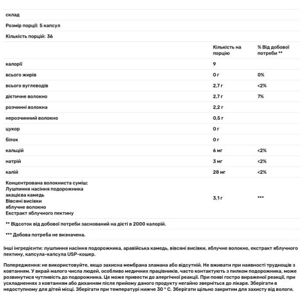 Очищення організму, харчові волокна, Soluble Fiber Caps, Yerba Prima, 625 мг, 180 капсул