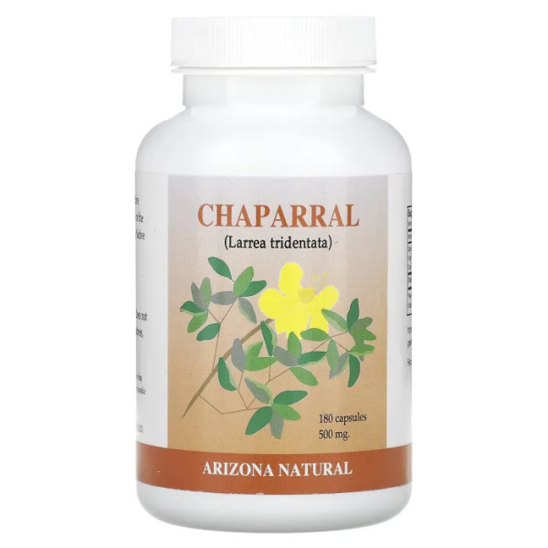 Чапараль, Chaparral, Arizona Natural, 500 мг, 180 капсул (250 мг в 1 капсулі)