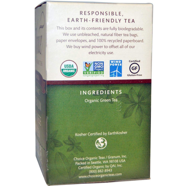 Японський зелений чай Преміум, Green Tea, Choice Organic Teas, 16 шт., 32 г