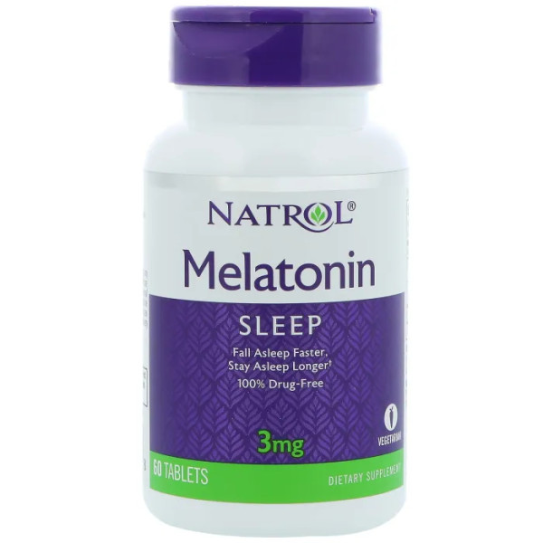 Мелатонін, Melatonin, Natrol, 3 мг, 60 таблеток