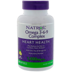 Омега 3-6-9, Natrol Omega 3-6-9 Комплекс, з лимонним смаком, 1200 мг, 90 капсул