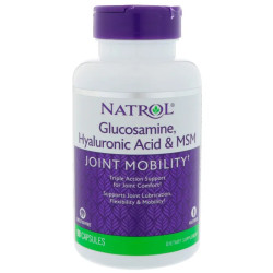 Глюкозамін, гіалуронова кислота, MSM, Glucosamine Hyaluronic Acid MSM Natrol, 90 капсул