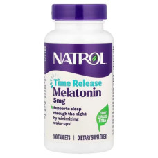 Мелатонін 5 мг, Natrol Melatonin, повільне вивільнення, 100 таблеток