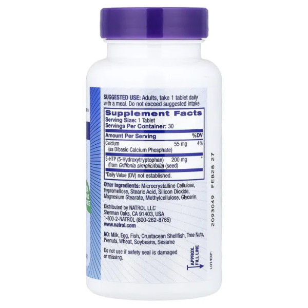 5-HTP 5-гідрокси L-триптофан 5-HTP, Natrol, 30 таблеток