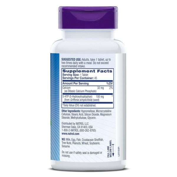5-HTP 5-гідрокситриптофан, Natrol, сповільненого вивільнення, 100 мг, 45 таблеток
