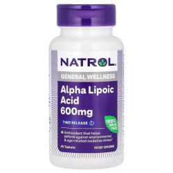Альфа липоевая кислота 600 мг, замедленное высвобождение, Natrol Alpha Lipoic Acid, 45 таблеток