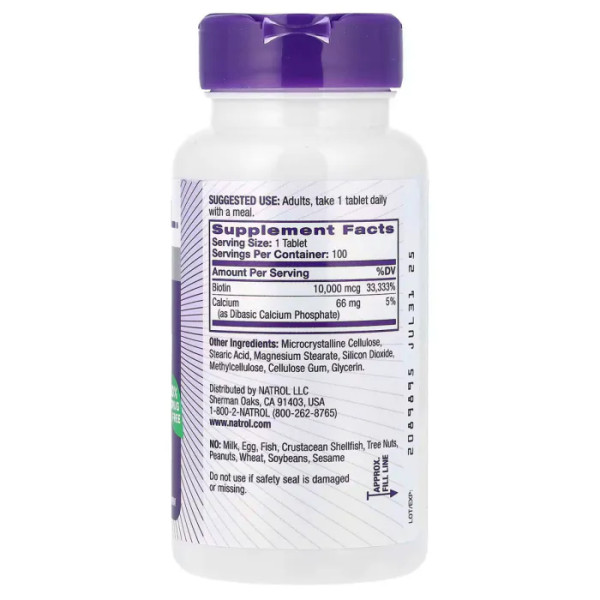 Біотин максимум, Biotin, Natrol, 10000 мкг, 100 таблеток