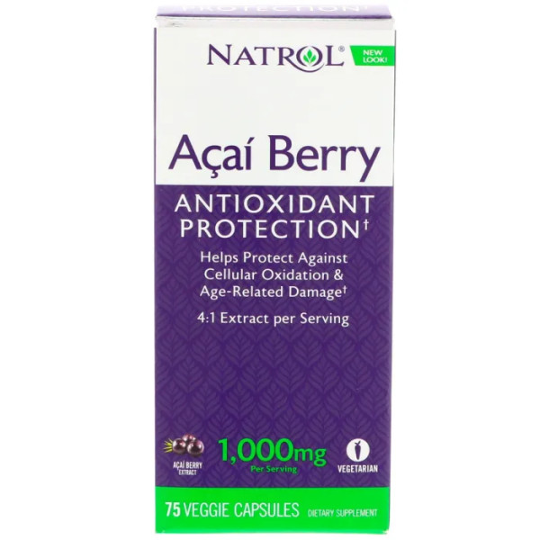 Асаи (супер), AcaiBerry, Natrol, 1000 мг, 75 капсул