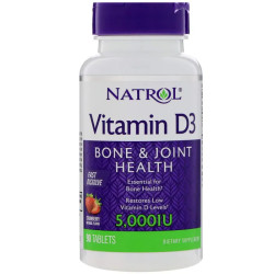 Вітамін D3 5000 МО, Natrol Vitamin D3, смак полуниці, 90 таблеток