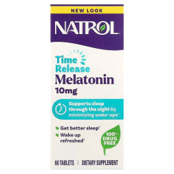 Мелатонін, Natrol Melatonin, повільне вивільнення, 10 мг, 60 таблеток