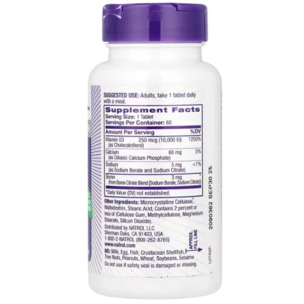 Вітамін D3, Vitamin D3, Natrol, для здоров'я кісток та суглобів, 10,000 МО, 60 таблеток