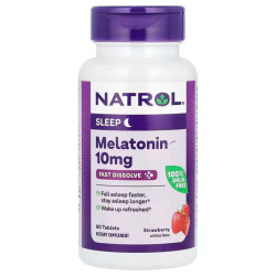 Мелатонін 10 мг, Natrol Melatonin, швидке вивільнення, зі смаком полуниці