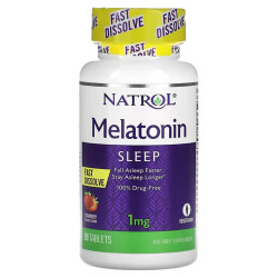 Мелатонин 1 мг, Natrol Melatonin, жевательный со вкусом клубники
