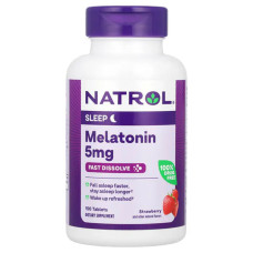 Мелатонін 5 мг, швидкорозчинний, смак полуниці, Melatonin Fast Dissolve Natrol, 150 таблеток