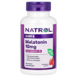 Мелатонін 10 мг, максимальна сила, смак полуниці, Melatonin Natrol, 100 таблеток