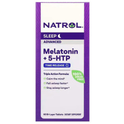 Мелатонин + 5-HTP, улучшенный сон, Melatonin + 5-HTP Natrol, 60 таблеток
