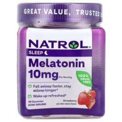 Мелатонін 10 мг жувальні, смак полуниці, Natrol Melatonin Gummies, 90 жувальних цукерок (5 мг у 1 жувальній цукерці)